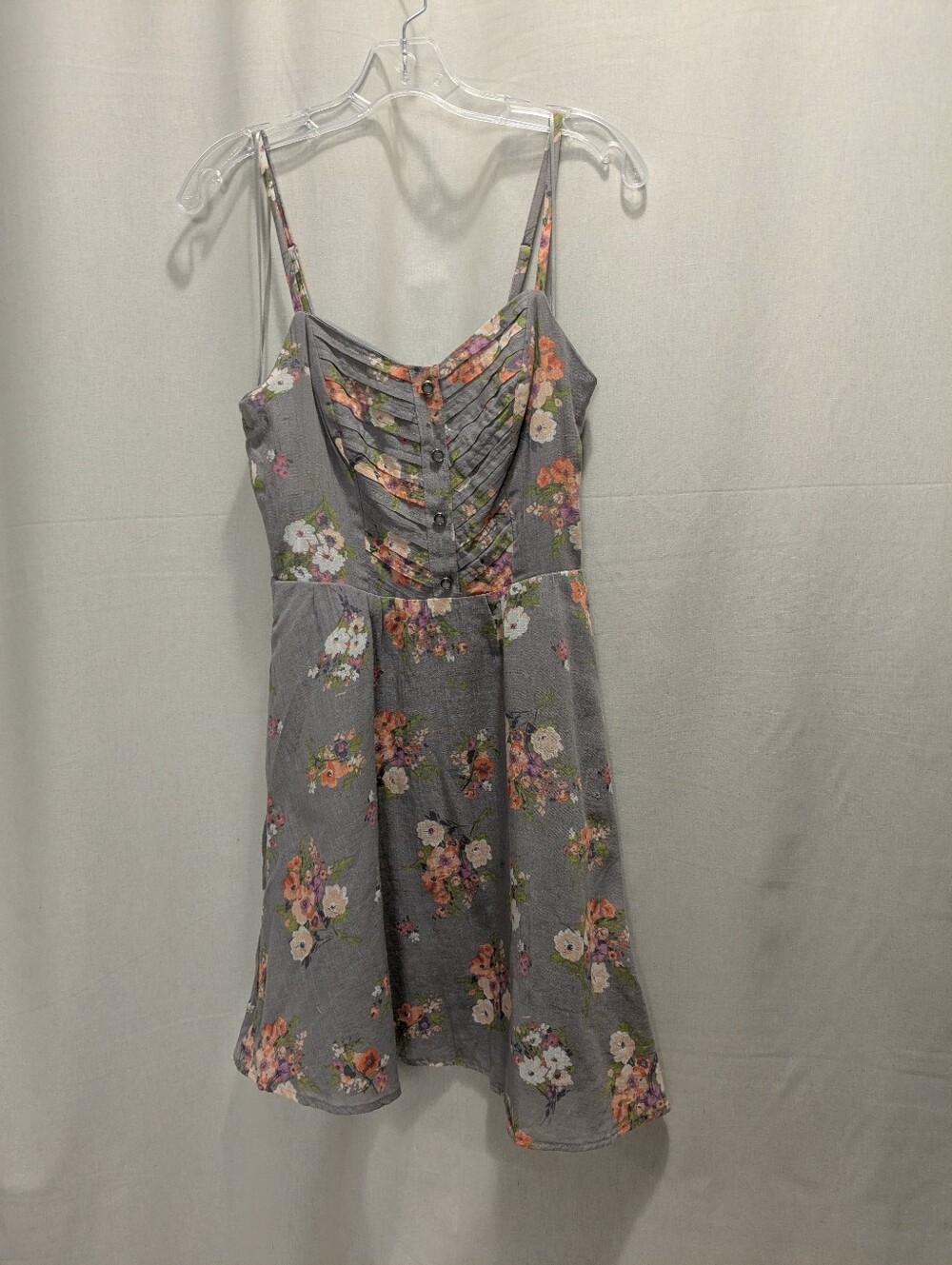 LC Lauren Conrad Gray Floral Strapy Midi Dress